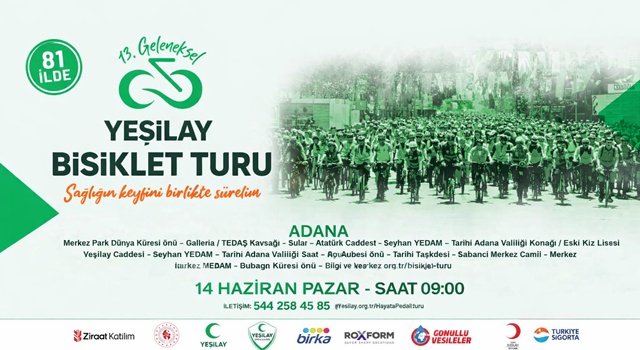 Adana’da 'Katılımcılara Hediyeli' 13. Geleneksel Yeşilay Bisiklet Turu