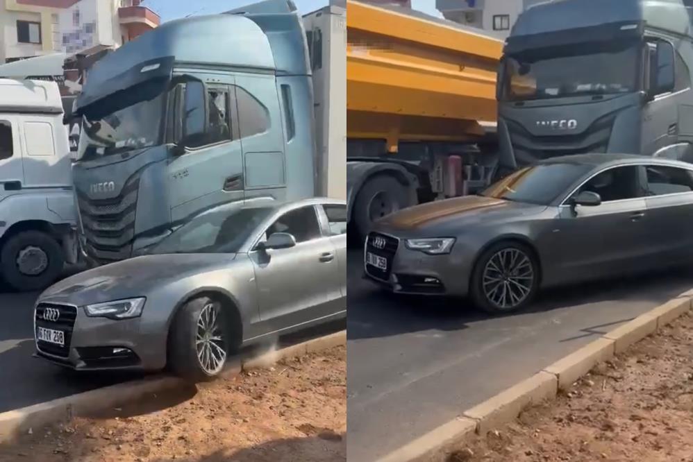 Kaza sonrası korku dolu anlar: Tır şoförü camını kıran sürücünün aracına çarpıp kaçtı