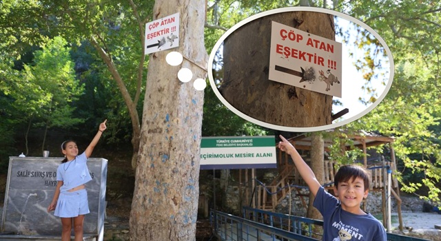 Mesire alanındaki çöp sorununa 'Çöp atan eşektir' yazılı tabelayla tepki