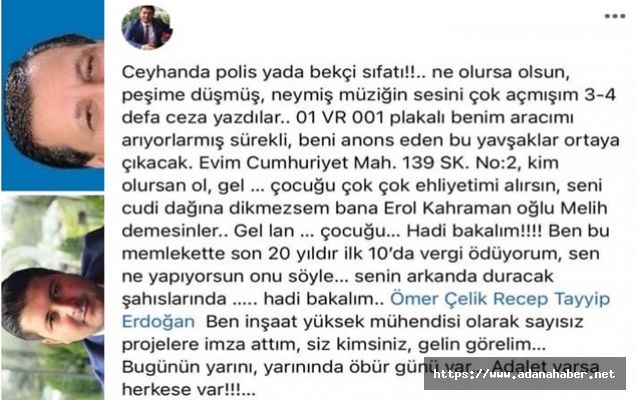 C.Başkanı Erdoğan ve Ömer Çelik’e küfreden Ceyhanlı iş adamı gözaltında