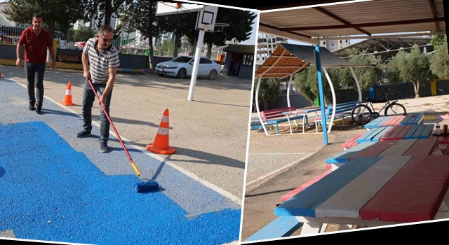 Fedakâr öğretmenlerden okula renkli dokunuş